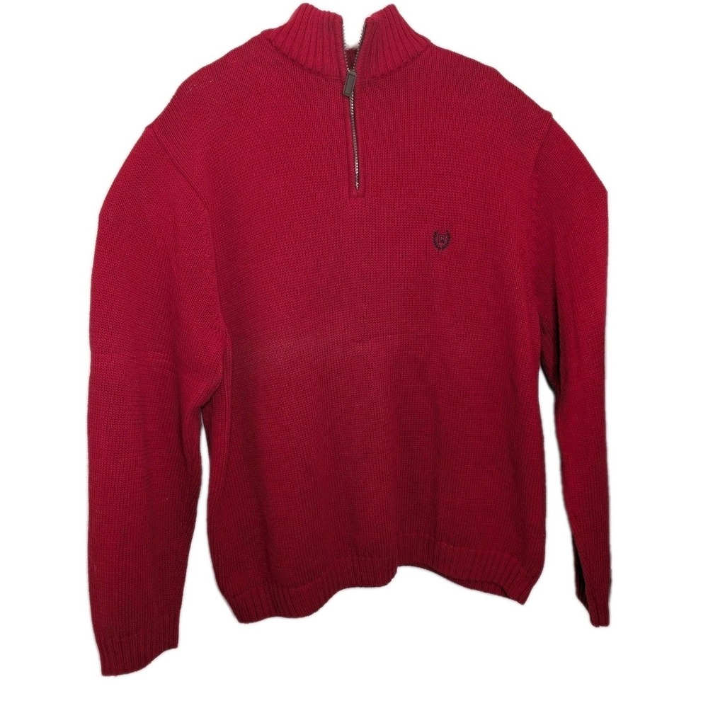 Chaps Men's Size XXL  1/4 Zip Pullover Knit Sweater Christmas Red - Picture 2 of 10
